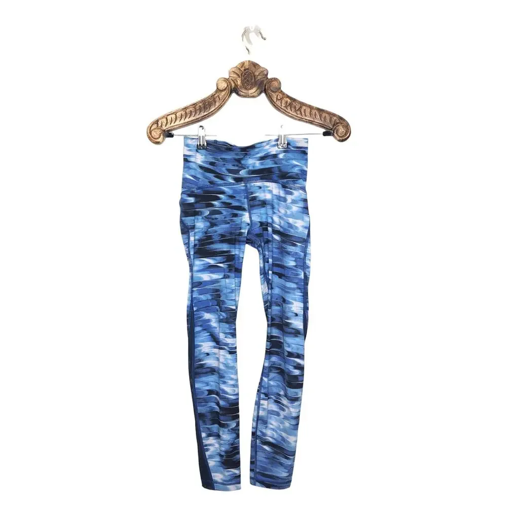 Lululemon Legging Train Times 7/8 Pant Tidal Multi True Navy Mesh Side Mid Rise